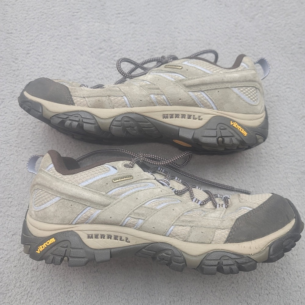 Merrell Shoes Womens 10.5W Tan/Blue Moab 2 Waterproof Comfort Hiking J06030W